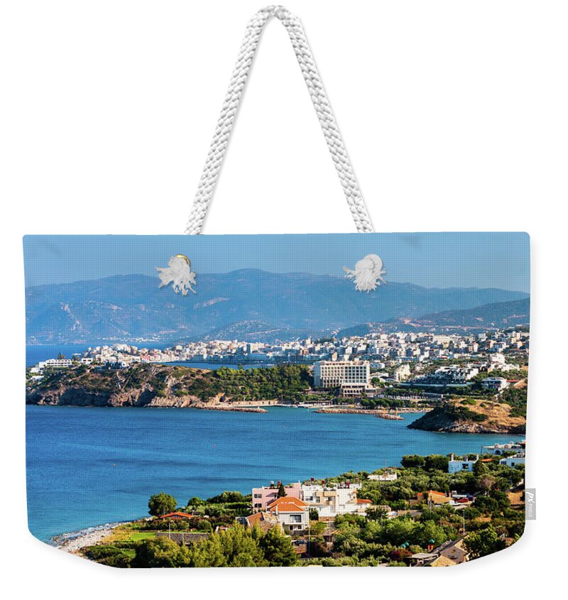 Greece Weekender Tote Bag featuring the photograph Agios Nikolaos View by Daugirdas Tomas Racys