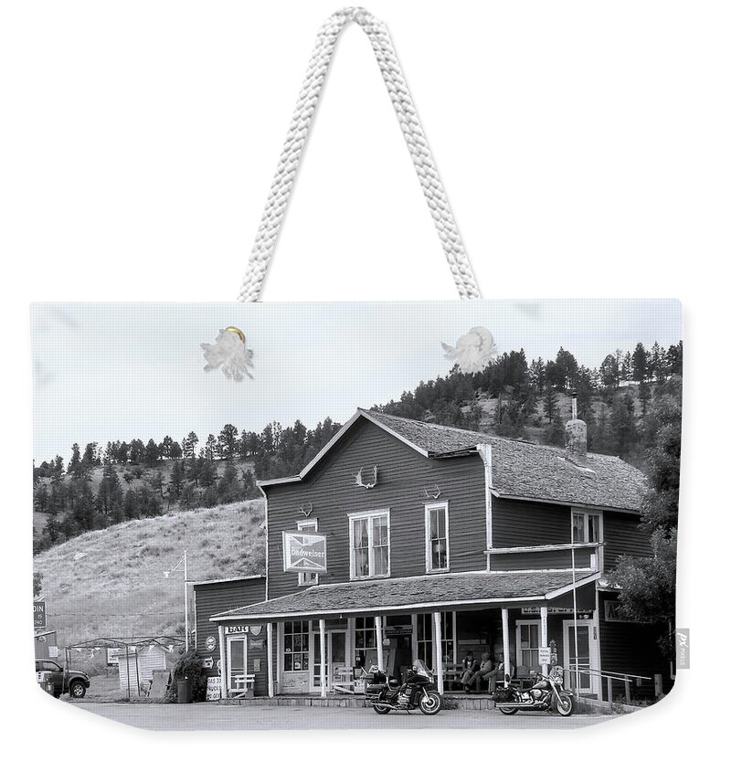 Aladdin Weekender Tote Bag featuring the photograph Aladdin Wyoming BW by Cathy Anderson