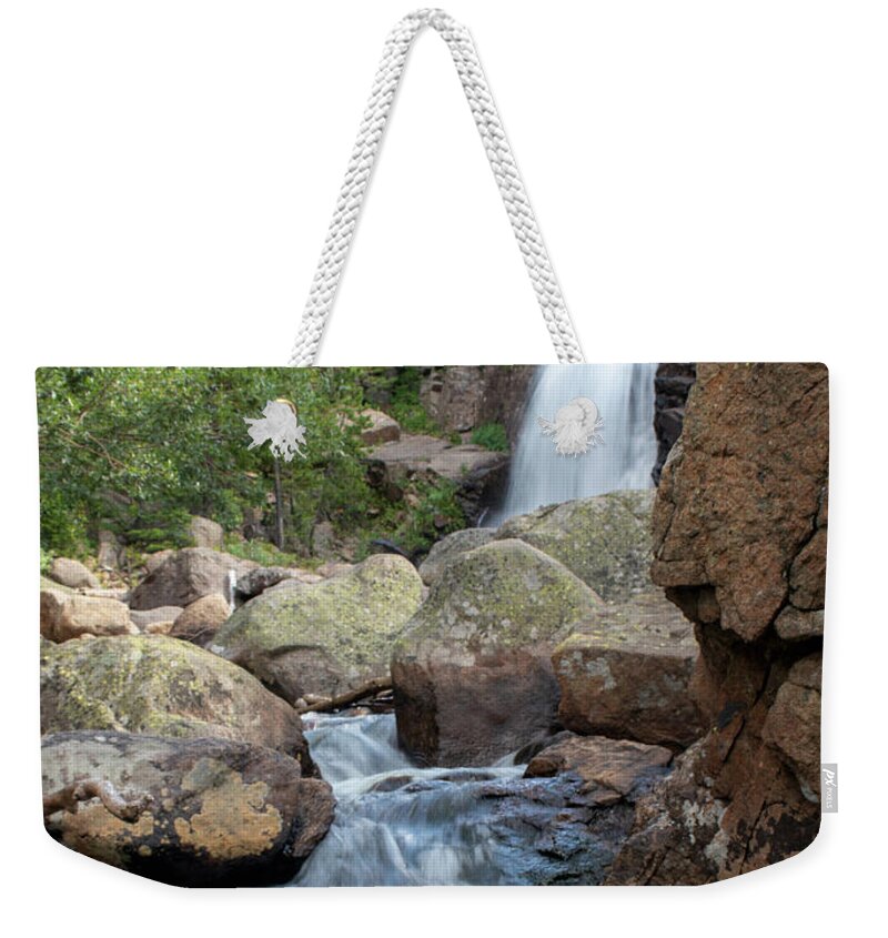 Colorado Weekender Tote Bag featuring the photograph Alberta Falls by Julia McHugh
