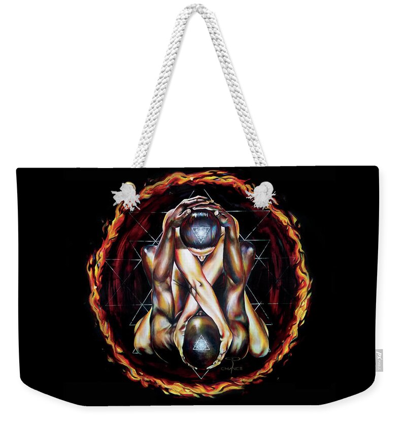 Tantra Weekender Tote Bag featuring the painting Alchemical Marriage by Robyn Chance