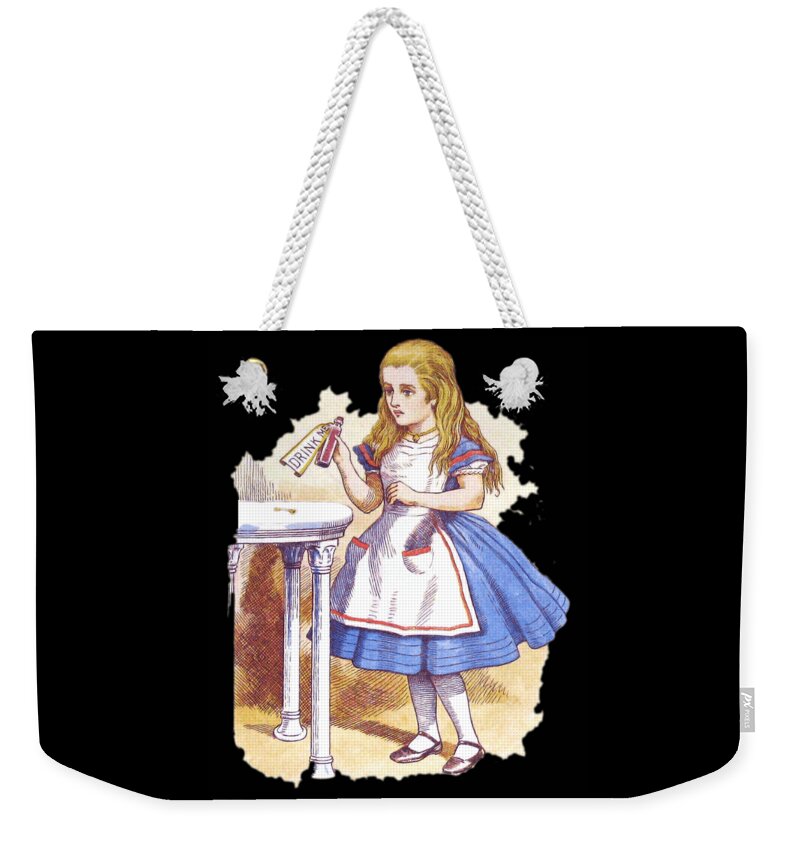 Funny Weekender Tote Bag featuring the digital art Alice In Wonderland Retro by Flippin Sweet Gear