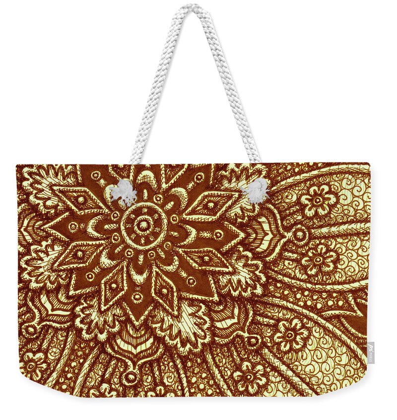 Boho Weekender Tote Bag featuring the drawing Alien Bloom 27 by Amy E Fraser