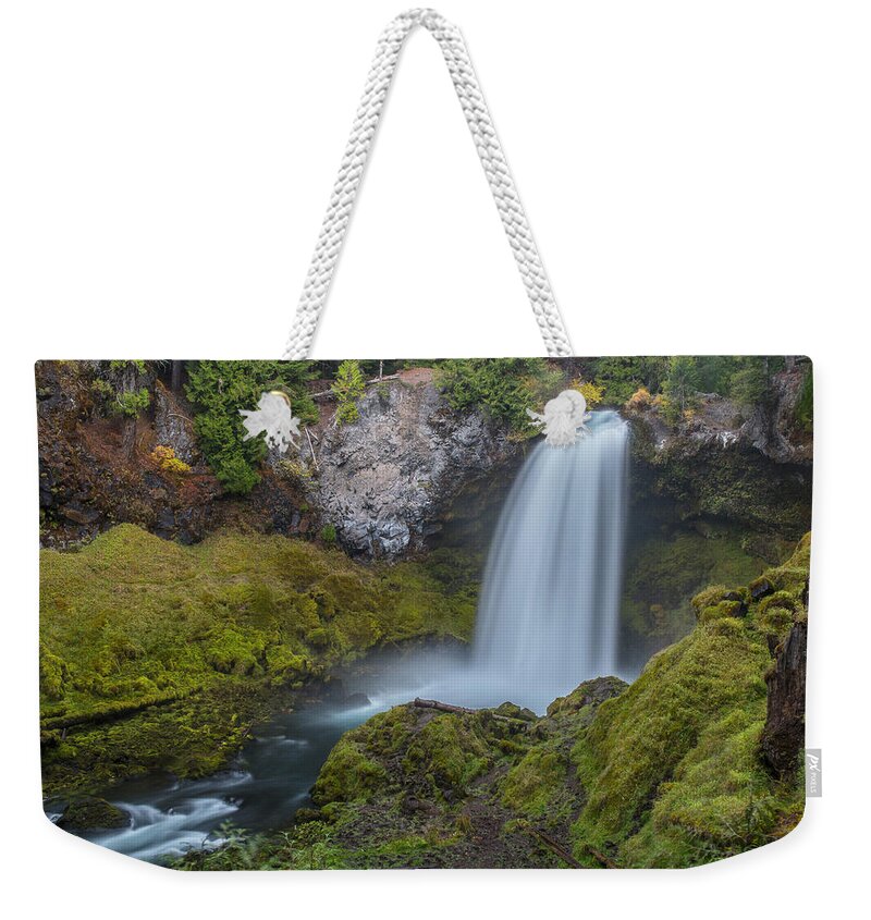 Landscape Weekender Tote Bag featuring the photograph All of Sahalie Falls by Matthew Irvin