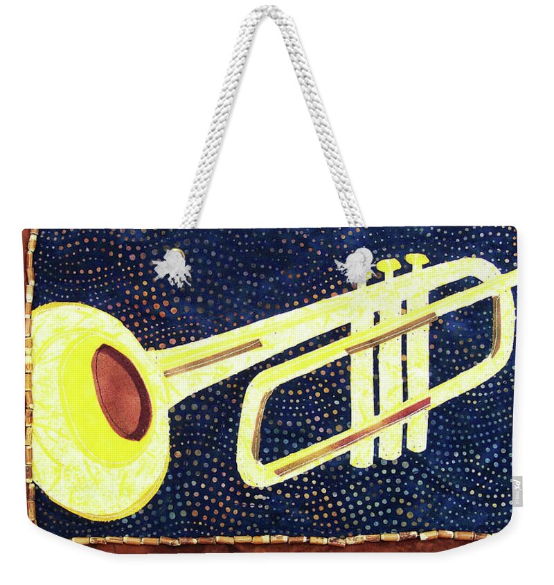 Trumpet Weekender Tote Bag featuring the tapestry - textile All That Jazz Trumpet by Pam Geisel