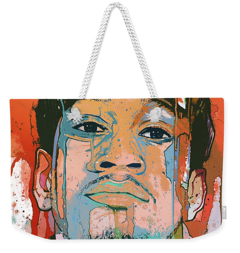 Allen Iverson Weekender Tote Bag featuring the painting Allen Iverson The Answer by Michael Pattison