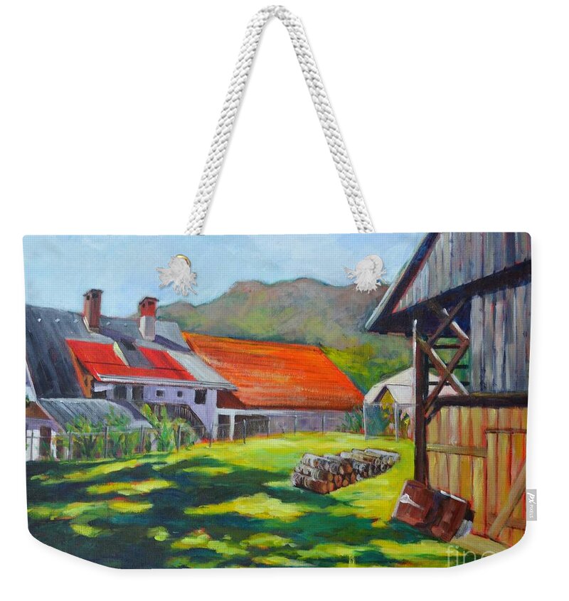 Architecture Weekender Tote Bag featuring the painting Alpine Living by Betty M M Wong