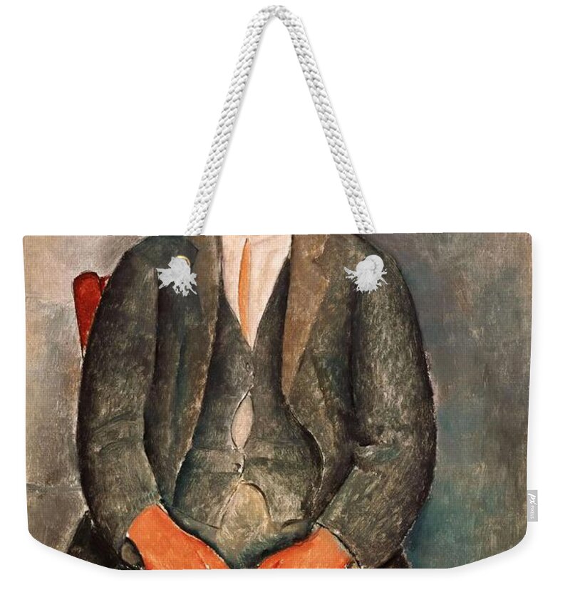 Amadeo Modigliani Weekender Tote Bag featuring the painting Amadeo Modigliani / 'The Young Farmer', 1918, Oil on canvas. by Amedeo Modigliani -1884-1920-