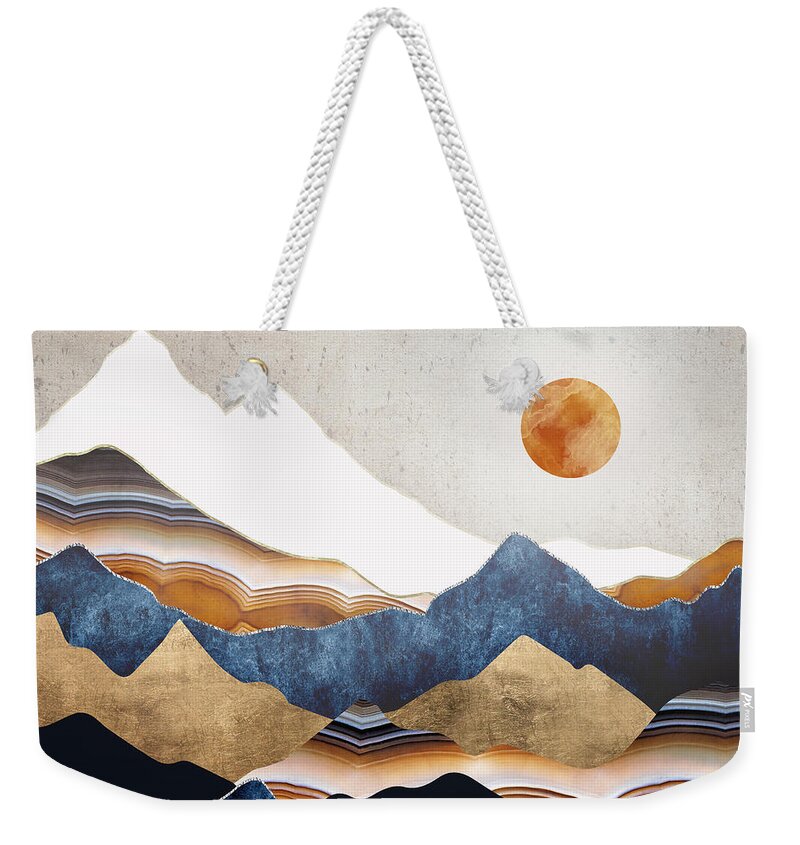 Amber Weekender Tote Bag featuring the digital art Amber Sun by Spacefrog Designs