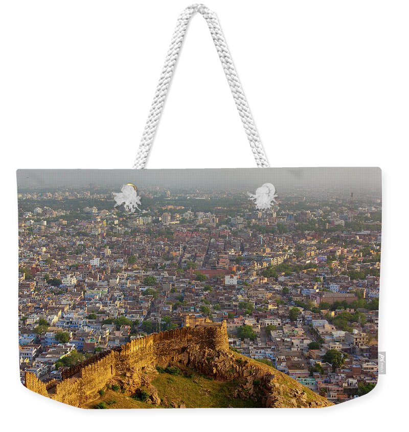 Scenics Weekender Tote Bag featuring the photograph Amer Fort And The Cityscape by Ron Nickel / Design Pics