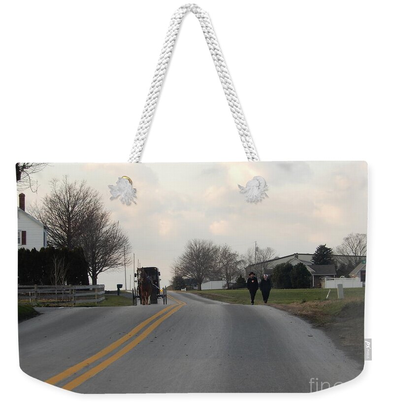 Amish Weekender Tote Bag featuring the photograph Amish Visiting Time by Christine Clark