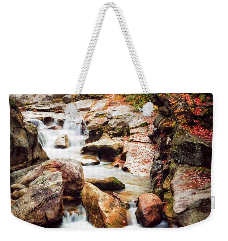 Amazing New England Artworks Weekender Tote Bag featuring the photograph Ammonoosuc River, Autumn by Jeff Sinon
