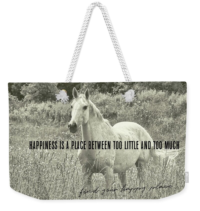 A Weekender Tote Bag featuring the photograph AMONG THE DAISIES quote by JAMART Photography
