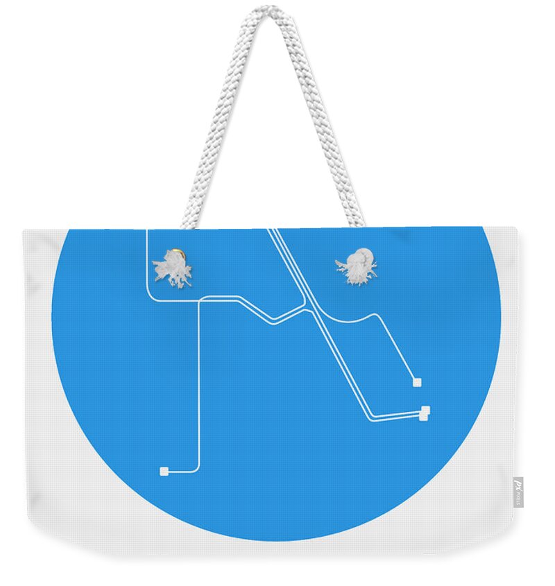 Amsterdam Weekender Tote Bag featuring the digital art Amsterdam Blue Subway Map by Naxart Studio
