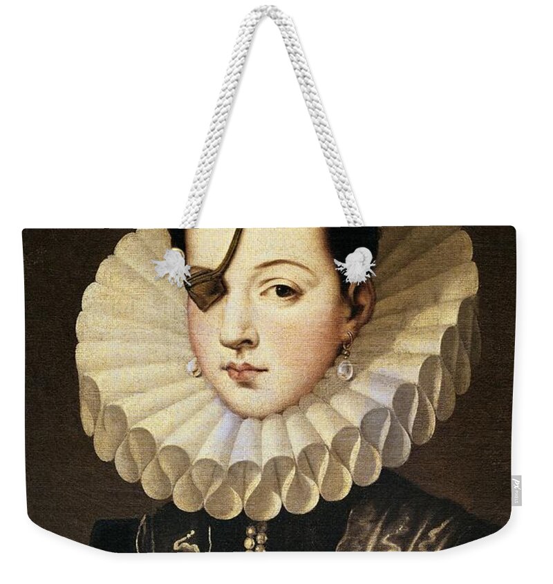 Alonso Sanchez Coello Weekender Tote Bag featuring the painting 'Ana de Mendoza, Princess of Eboli', 16th century. Alonso Sanchez Coello . EBOLI PRINCESA DE. by Alonso Sanchez Coello -1531-1588-