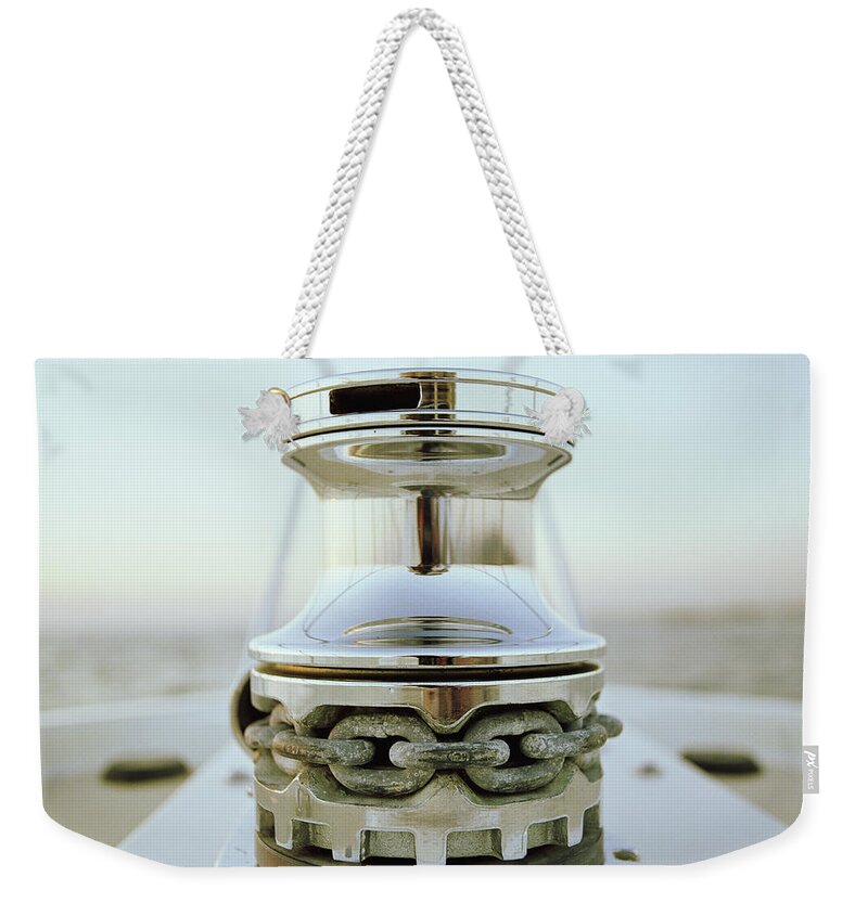 Part Of A Series Weekender Tote Bag featuring the photograph Anchor Winch On Bow Of Yacht by Joe Mcbride