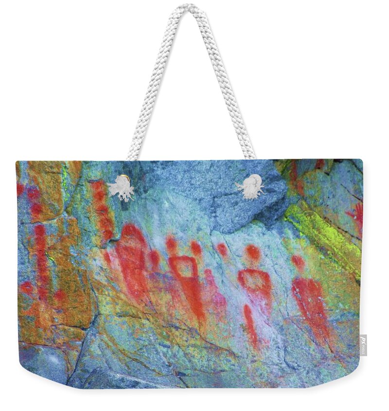 Pictograph Weekender Tote Bag featuring the photograph Ancient message by Fred Bailey