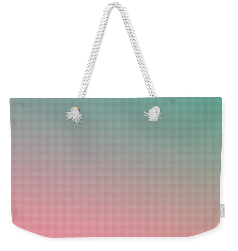 Minimal Weekender Tote Bag featuring the digital art Minimal Green and Pink Gradient Ombre by Itsonlythemoon -