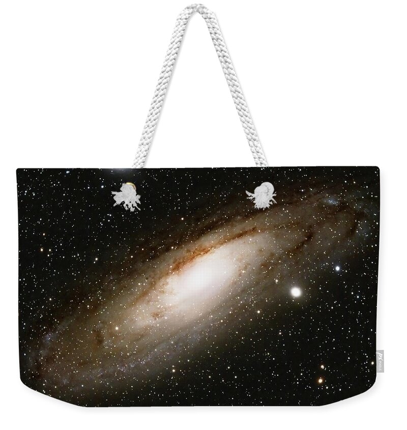 Galaxy Weekender Tote Bag featuring the photograph Andromeda Galaxy by Manfred konrad