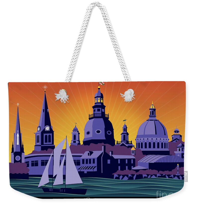 Annapolis Weekender Tote Bag featuring the digital art Annapolis Steeples and Cupolas by Joe Barsin