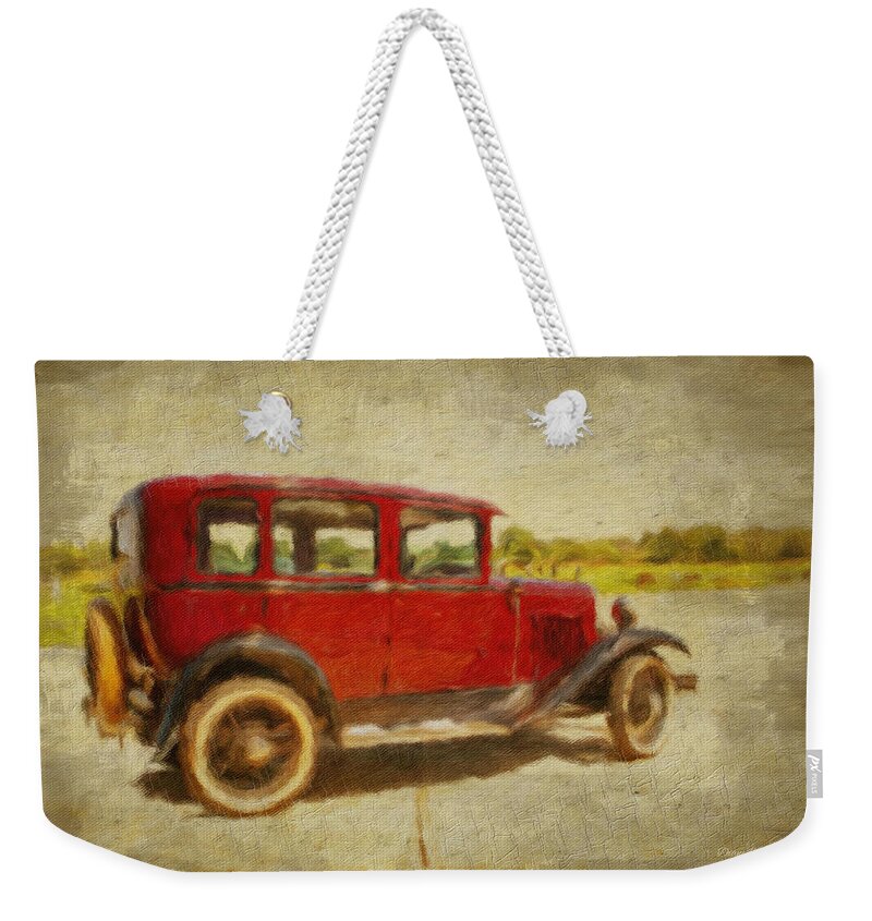 Antique Weekender Tote Bag featuring the photograph Antique Car by Diane Lindon Coy