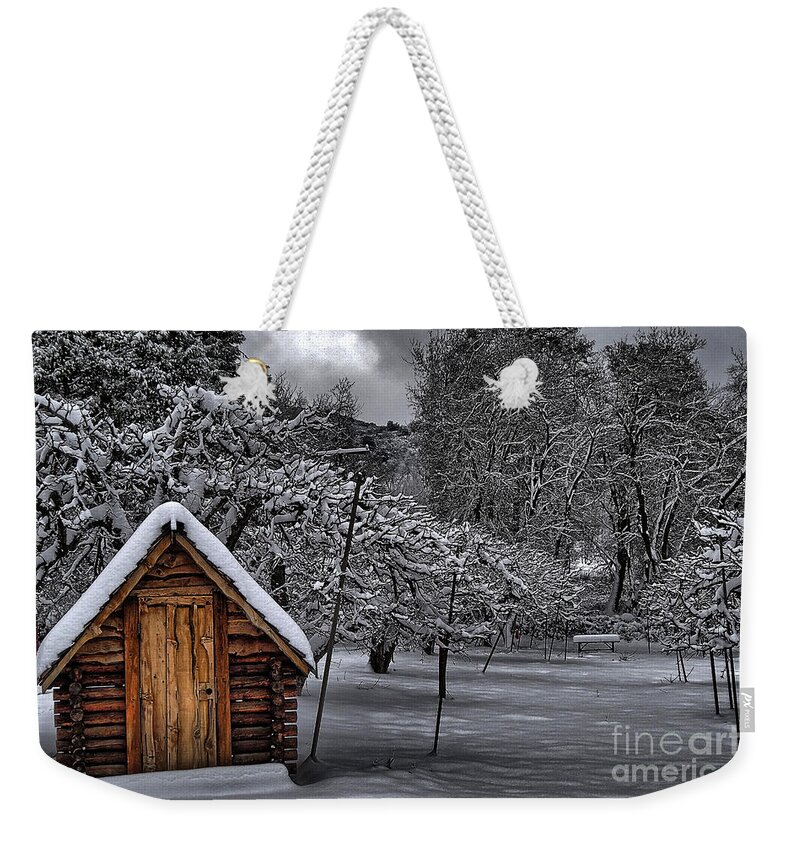 Apple Tree Weekender Tote Bag featuring the photograph Apple Trees in the Snow by Alex Morales