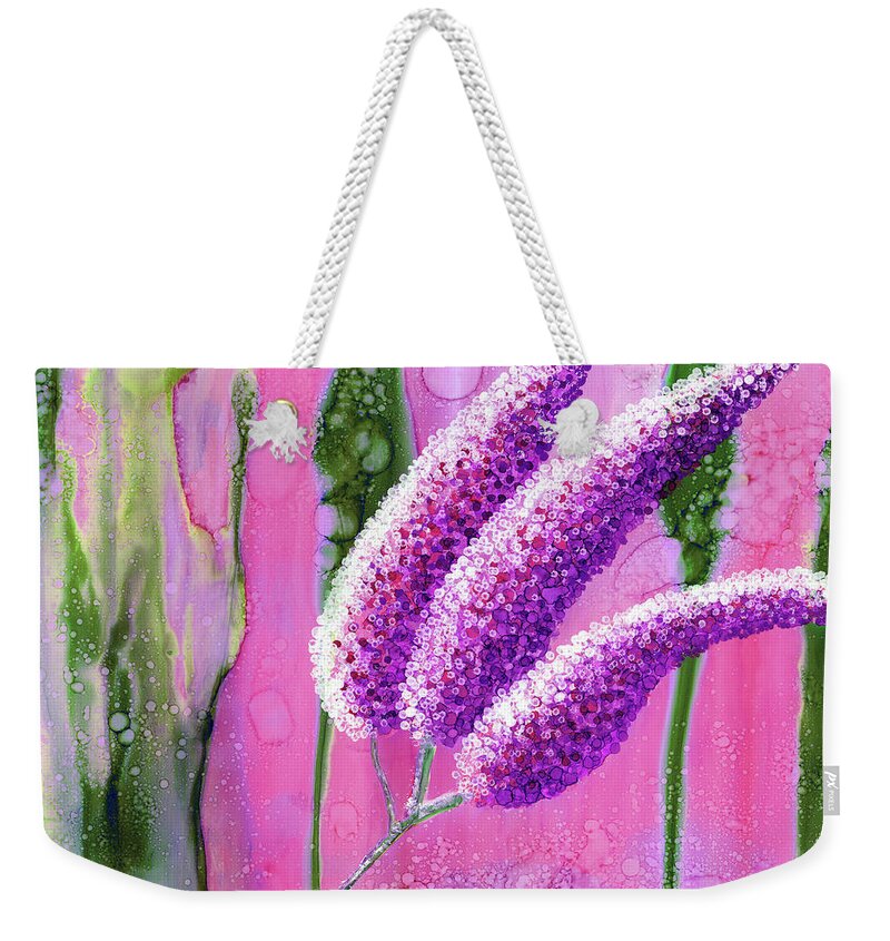 Flowers Weekender Tote Bag featuring the painting Approaching Lavender by Kimberly Deene Langlois