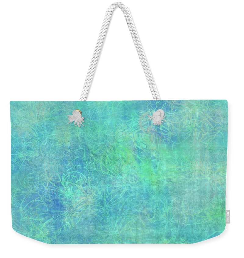 Batik Weekender Tote Bag featuring the digital art Aqua Batik Print Coordinate by Sand And Chi