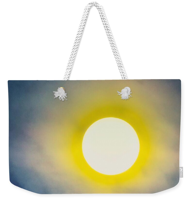 Affordable Weekender Tote Bag featuring the photograph Aquarius Full Moon Post-Eclipse by Judy Kennedy