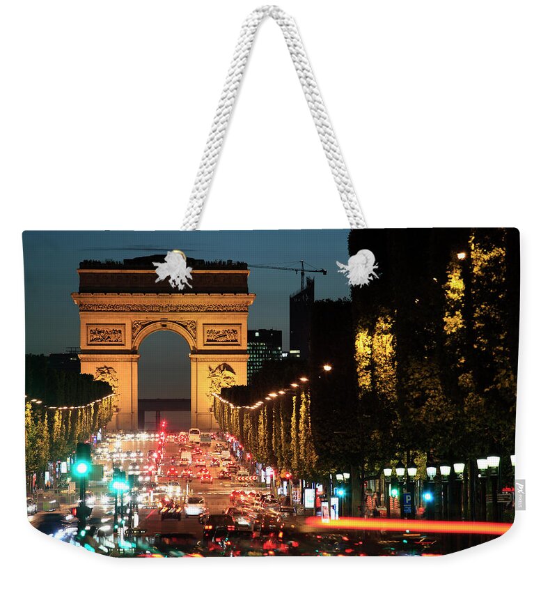 Arch Weekender Tote Bag featuring the photograph Arc De Triomphe And Champs-elysees by Bruce Yuanyue Bi