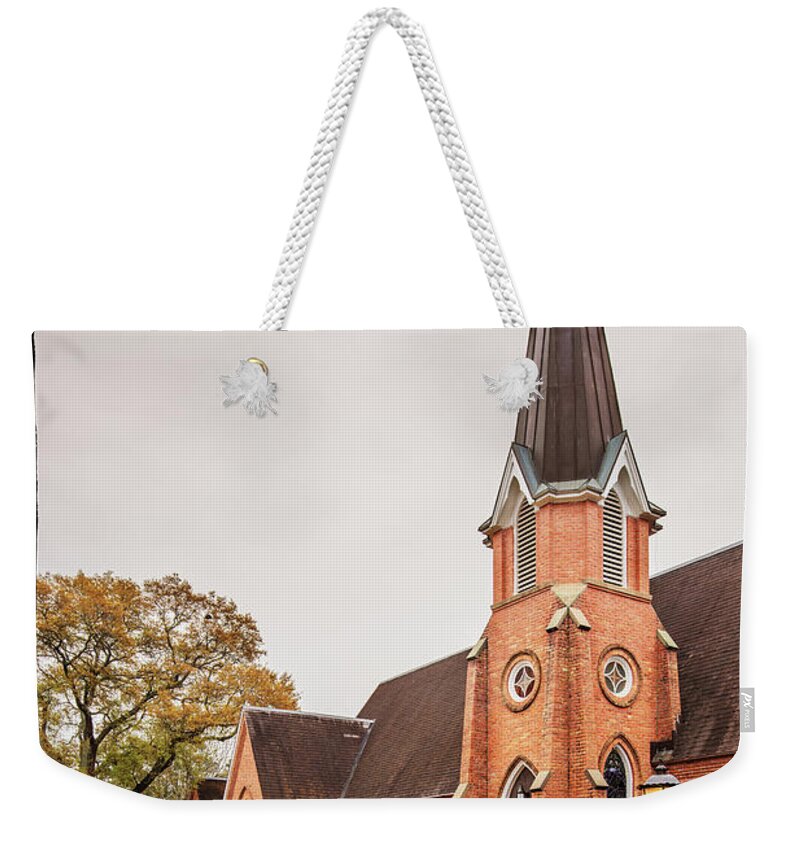 Nacogdoches Weekender Tote Bag featuring the photograph Architectural Photograph of Christ Episcopal Church in Nacogdoches East Texas Piney Woods by Silvio Ligutti