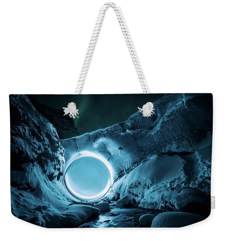 Orb Weekender Tote Bag featuring the digital art Arctic Portal by Pelo Blanco Photo
