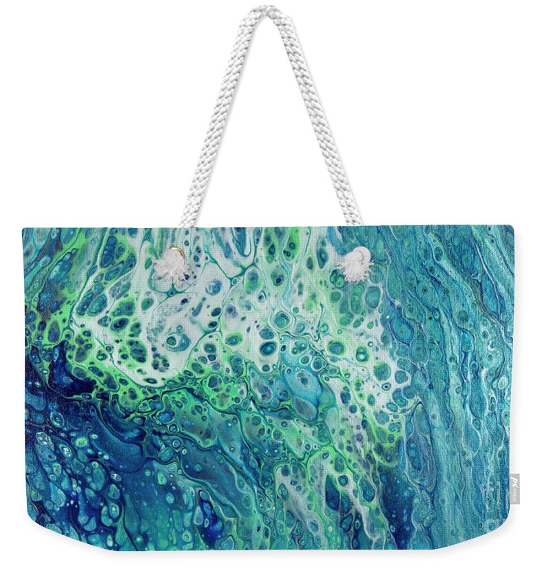 Poured Acrylics Weekender Tote Bag featuring the painting Arctic Tundra by Lucy Arnold