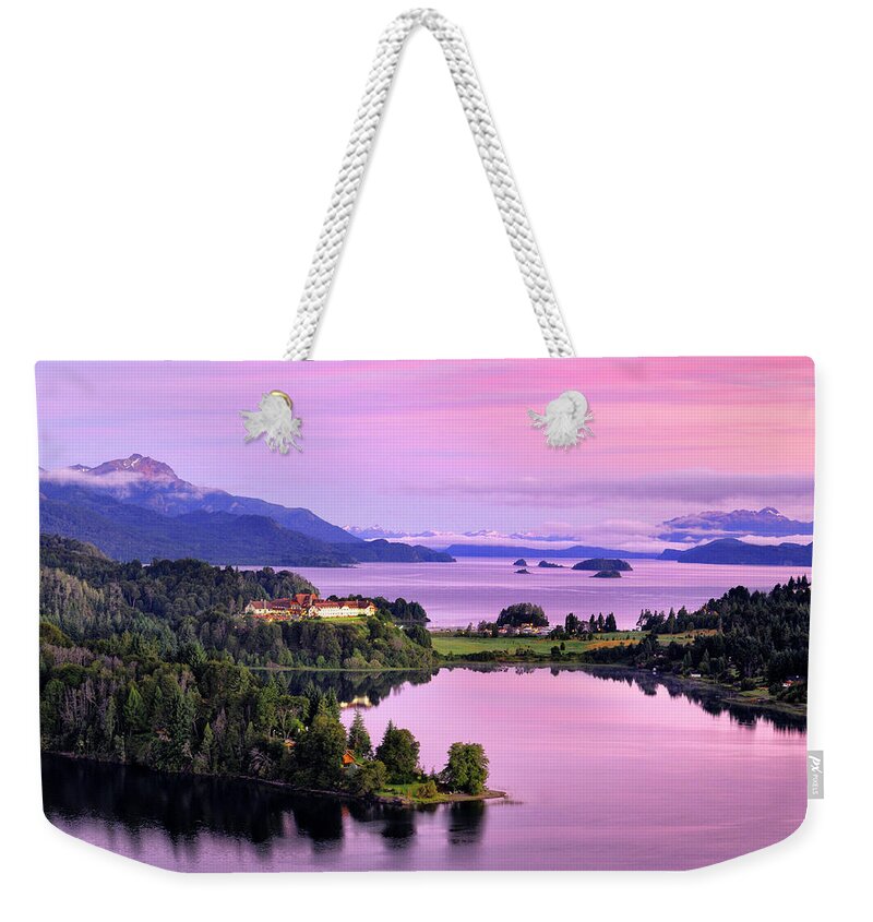 Estock Weekender Tote Bag featuring the digital art Argentina, Patagonia, Lake View by Heeb Photos