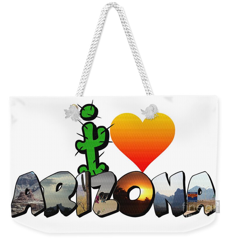 Arizona Weekender Tote Bag featuring the photograph ARIZONA Big Letter by Colleen Cornelius