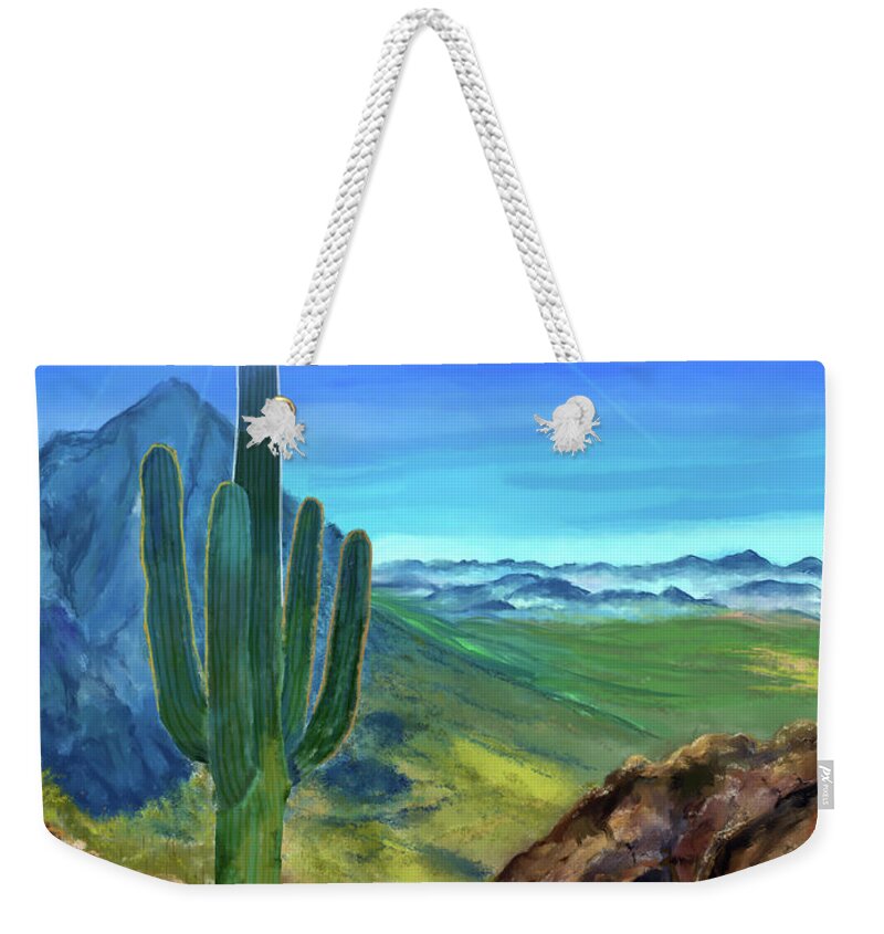 Arizona Weekender Tote Bag featuring the digital art Arizona Heat by Susan Kinney