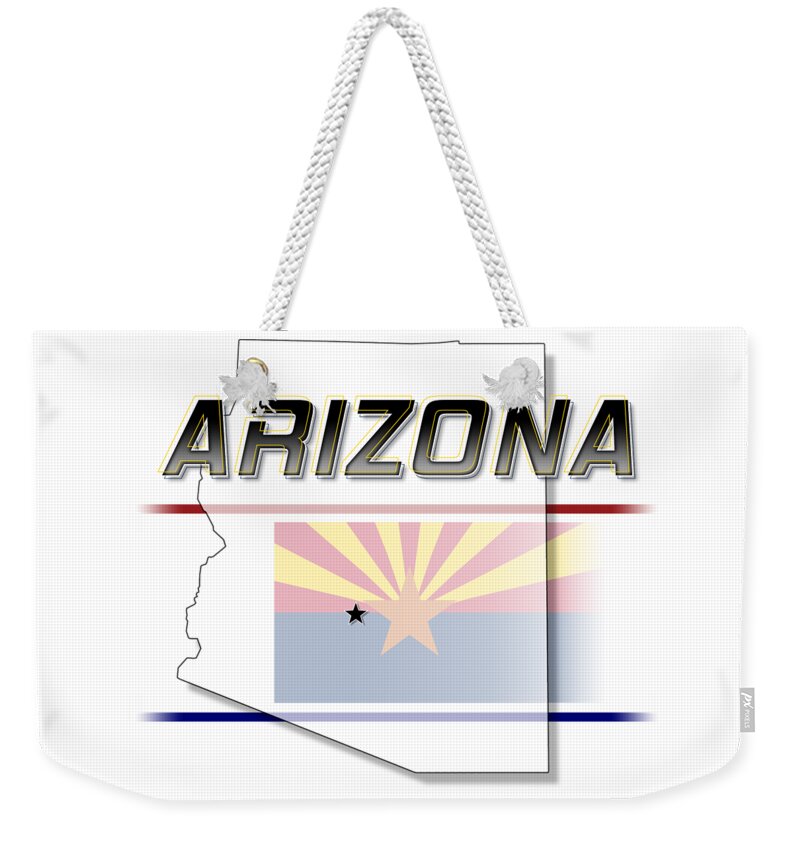 Arizona Weekender Tote Bag featuring the digital art Arizona State Horizontal Print by Rick Bartrand