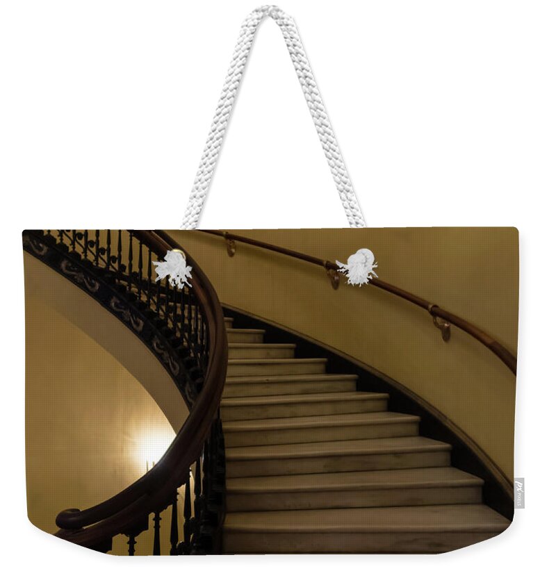 Architecture Weekender Tote Bag featuring the photograph Arlington Spiral Stairs by Jennifer White