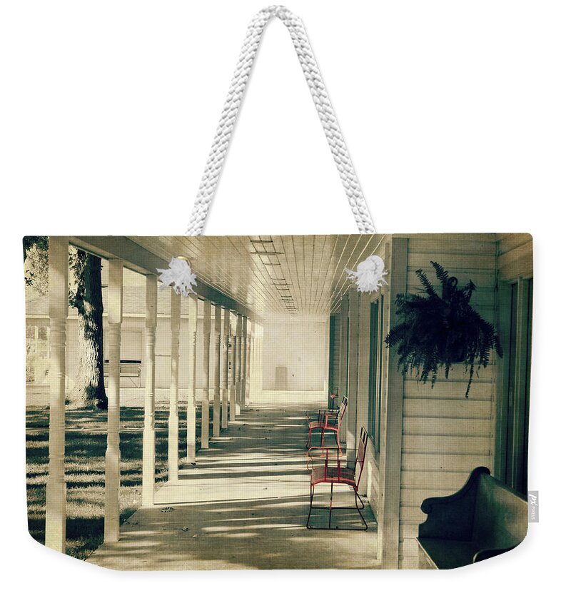 Ferris Wheel Weekender Tote Bag featuring the photograph Arnold Park's Shops by Julie Hamilton