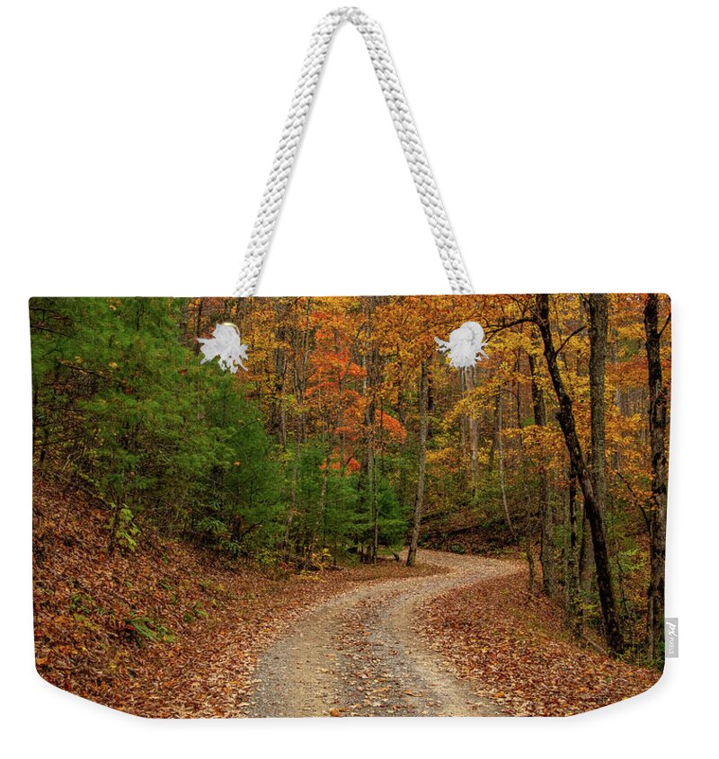 Woods Weekender Tote Bag featuring the photograph Around the Next Bend by Marcy Wielfaert
