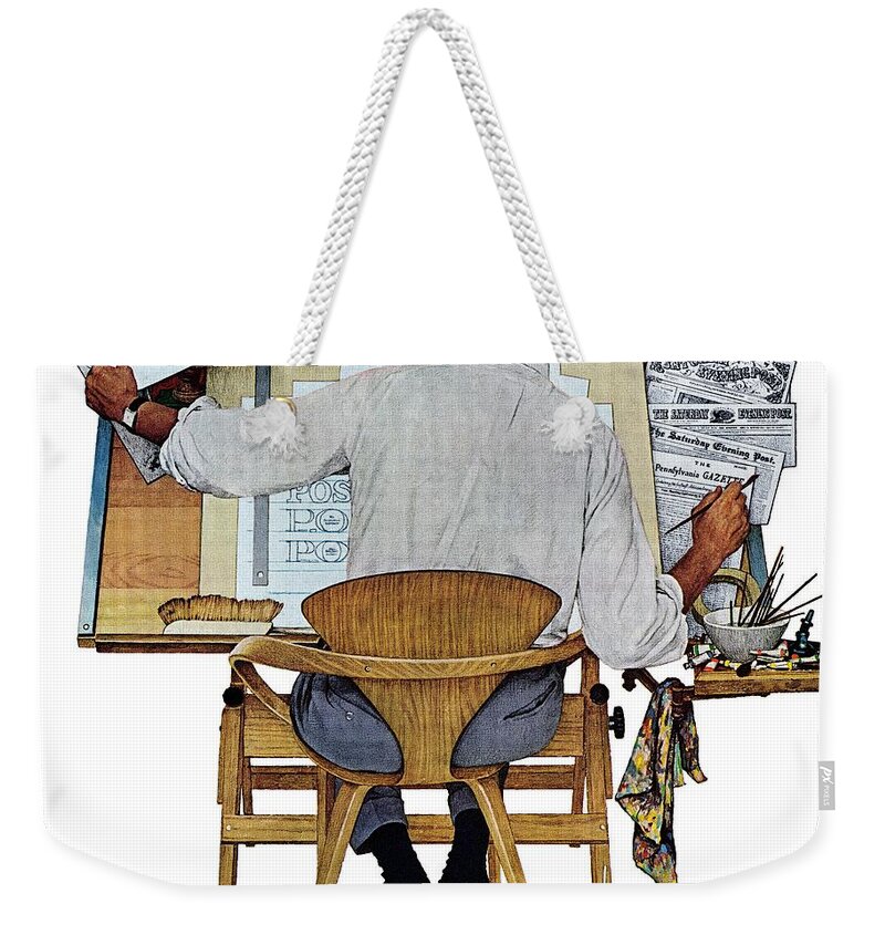Design Weekender Tote Bag featuring the painting artist At Work by Norman Rockwell