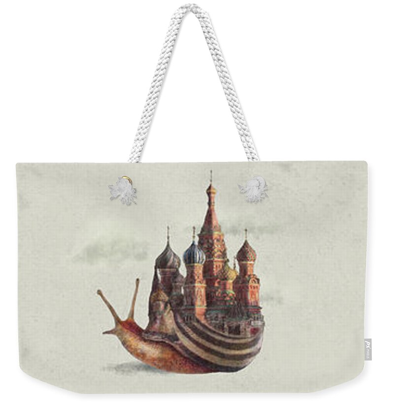 Snail Weekender Tote Bag featuring the drawing The Snail's Daydream by Eric Fan