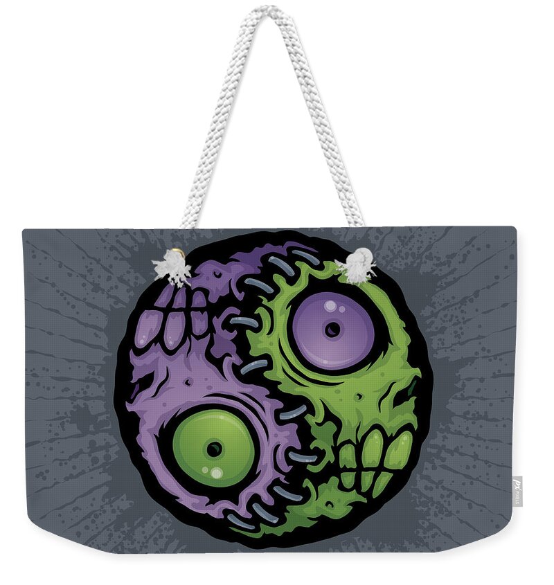 Zombie Weekender Tote Bag featuring the digital art Zombie Yin-Yang by John Schwegel