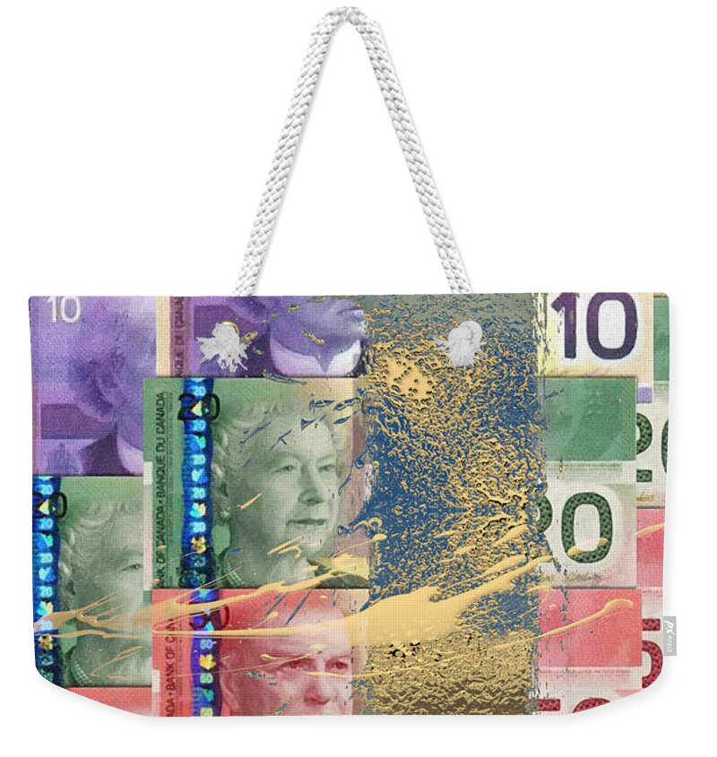 ‘money’ Collection By Serge Averbukh Weekender Tote Bag featuring the digital art Pure Gold - Selection of Canadian Paper Currency by Serge Averbukh