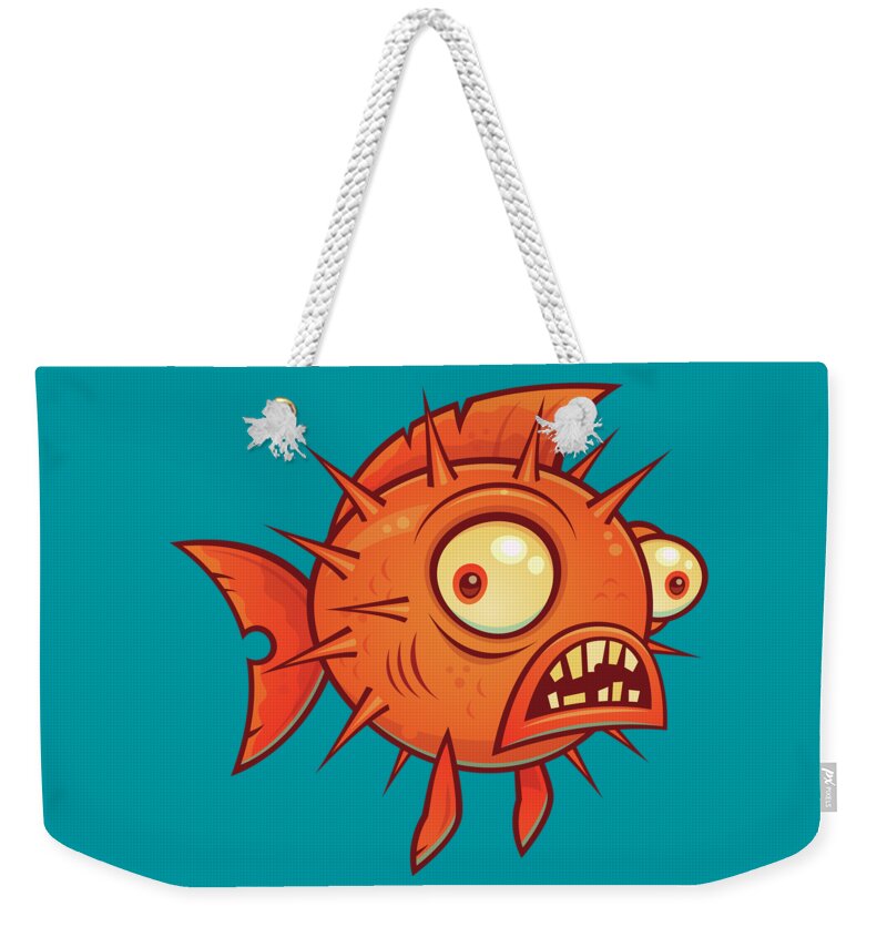 Pufferfish Weekender Tote Bag featuring the digital art Pufferfish by John Schwegel