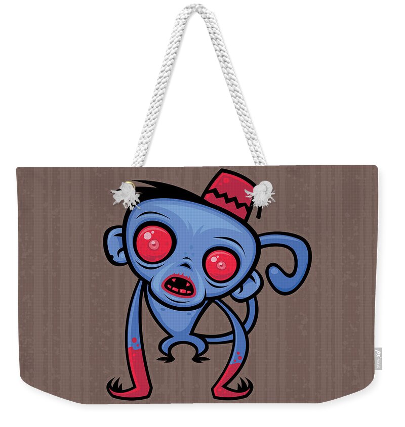 Monkey Weekender Tote Bag featuring the digital art Zombie Monkey by John Schwegel