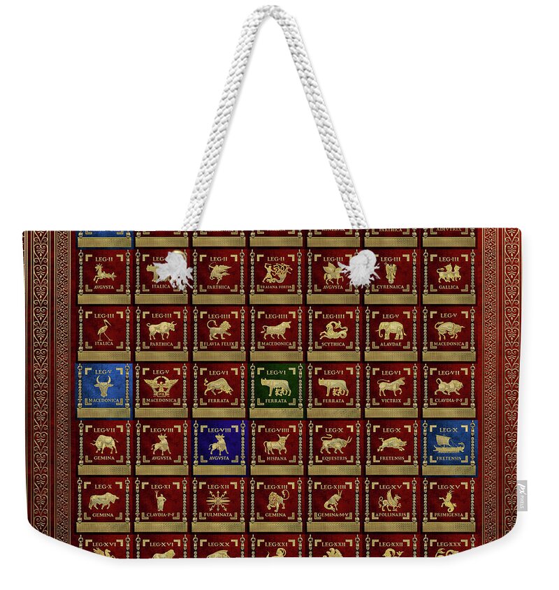 ‘rome’ Collection By Serge Averbukh Weekender Tote Bag featuring the digital art Standards of Roman Imperial Legions - Legionum Romani Imperii Insignia by Serge Averbukh