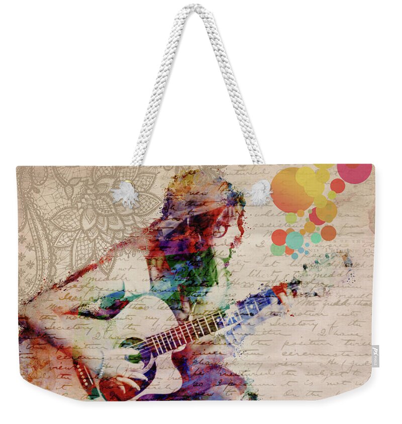 Gypsy Weekender Tote Bag featuring the digital art Lace and Paper Flowers by Nikki Marie Smith