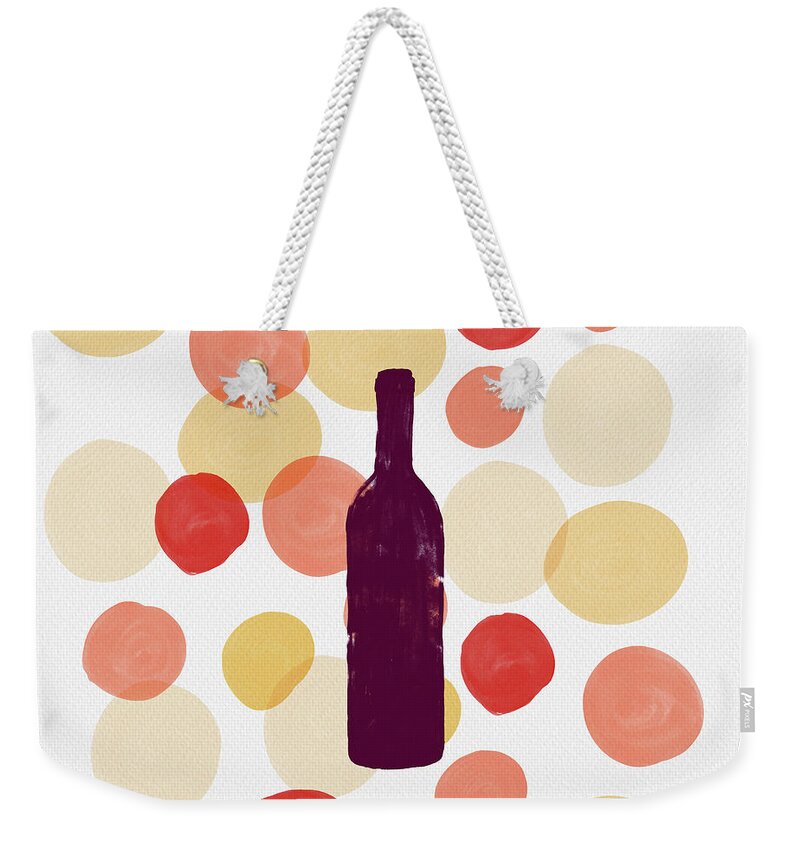 Wine Weekender Tote Bag featuring the painting Bold Modern Wine Bottle Art by Jen Montgomery