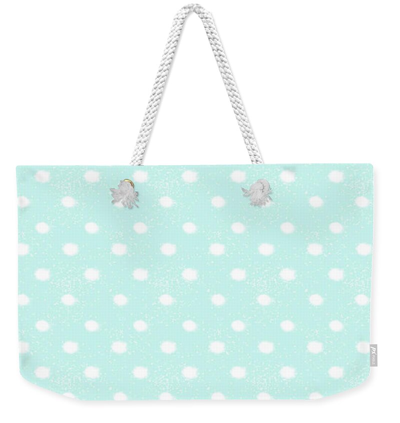 Polka Dots Weekender Tote Bag featuring the painting Snowball Polka Dot Pattern by Jen Montgomery