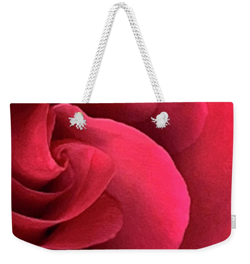 Rose Weekender Tote Bag featuring the photograph As Love Waves In... by Tiesa Wesen